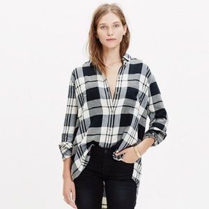 Madewell black and white plaid shirt